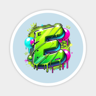 Graffiti Letter E – Neon Slime Drip Street Art Design Magnet