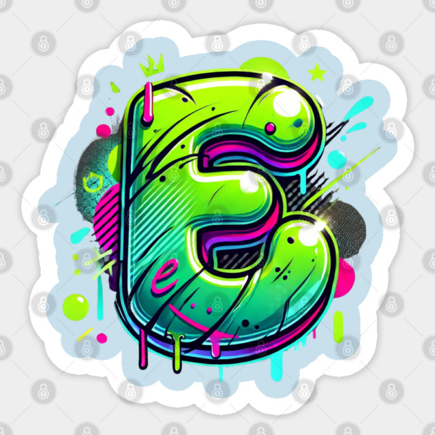 Graffiti Letter E – Neon Drip Bubble Street Art Style Sticker by Anne Lee