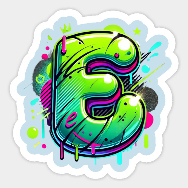Graffiti Letter E – Neon Drip Bubble Street Art Style Magnet by Anne Lee