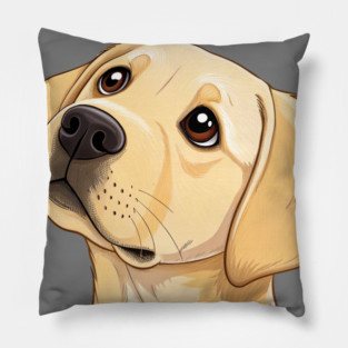 Curious Yellow Labrador Puppy – Cute Dog Face with Big Eyes and Minimalist Style Pillow
