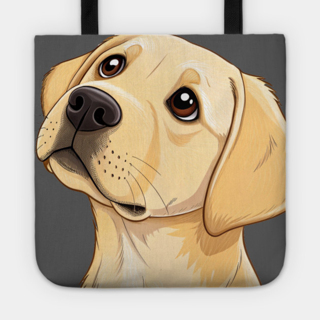 Curious Yellow Labrador Puppy – Cute Dog Face with Big Eyes and Minimalist Style Tote by IamActiveDog