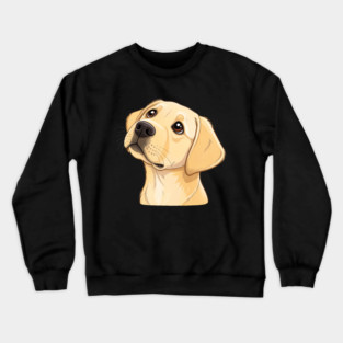 Curious Yellow Labrador Puppy – Cute Dog Face with Big Eyes and Minimalist Style Crewneck Sweatshirt