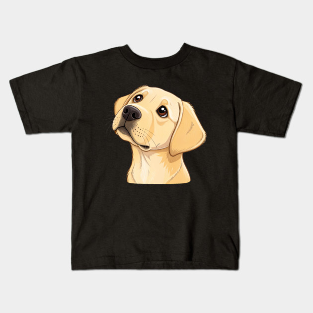 Curious Yellow Labrador Puppy – Cute Dog Face with Big Eyes and Minimalist Style Kids T-Shirt by IamActiveDog