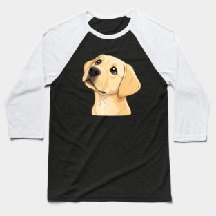 Curious Yellow Labrador Puppy – Cute Dog Face with Big Eyes and Minimalist Style Baseball T-Shirt