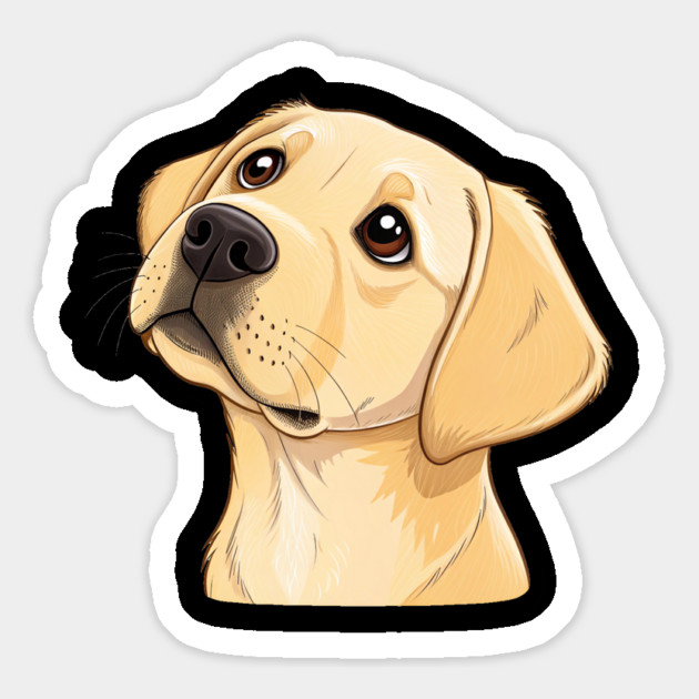 Curious Yellow Labrador Puppy – Cute Dog Face with Big Eyes and Minimalist Style Magnet by IamActiveDog