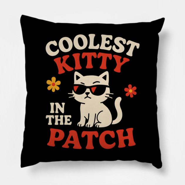 Coolest Kitty in the Patch Cute Cat Halloween Humor Graphic Pillow by MakerMind8.2