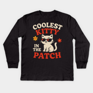 Coolest Kitty in the Patch Cute Cat Halloween Humor Graphic Kids Long Sleeve T-Shirt