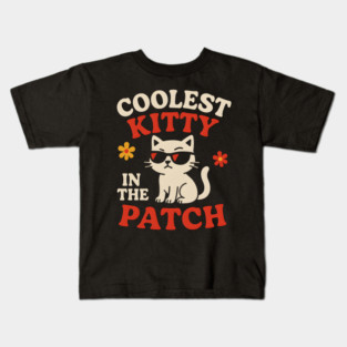 Coolest Kitty in the Patch Cute Cat Halloween Humor Graphic Kids T-Shirt