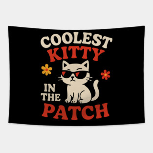 Coolest Kitty in the Patch Cute Cat Halloween Humor Graphic Tapestry
