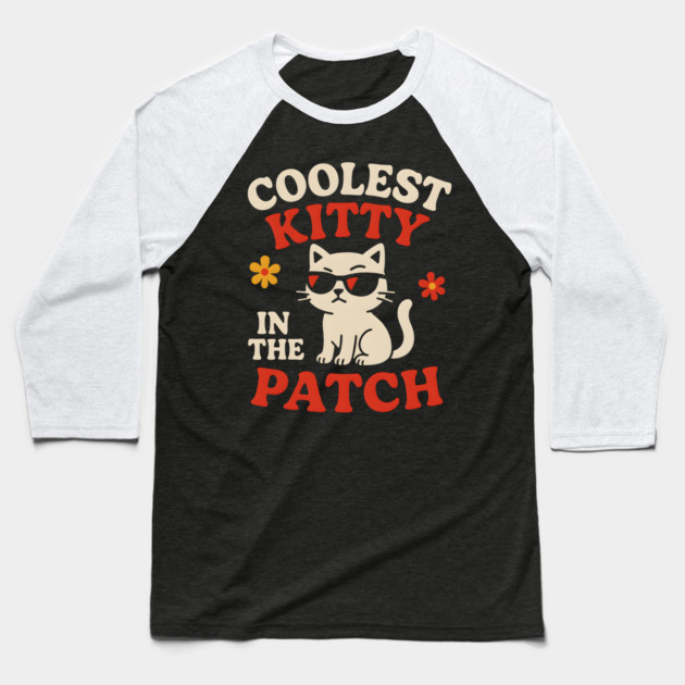 Coolest Kitty in the Patch Cute Cat Halloween Humor Graphic Baseball T-Shirt by MakerMind8.2