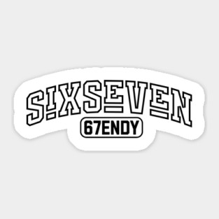 Six Seven 67ENDY, fun collegiate look, 6 7 meme Sticker