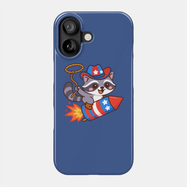 Patriotic Cowboy Raccoon – 4th of July Rocket Rider Phone Case by DonWillisJrArt