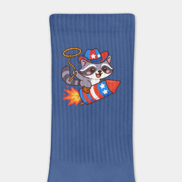 Patriotic Cowboy Raccoon – 4th of July Rocket Rider by DonWillisJrArt