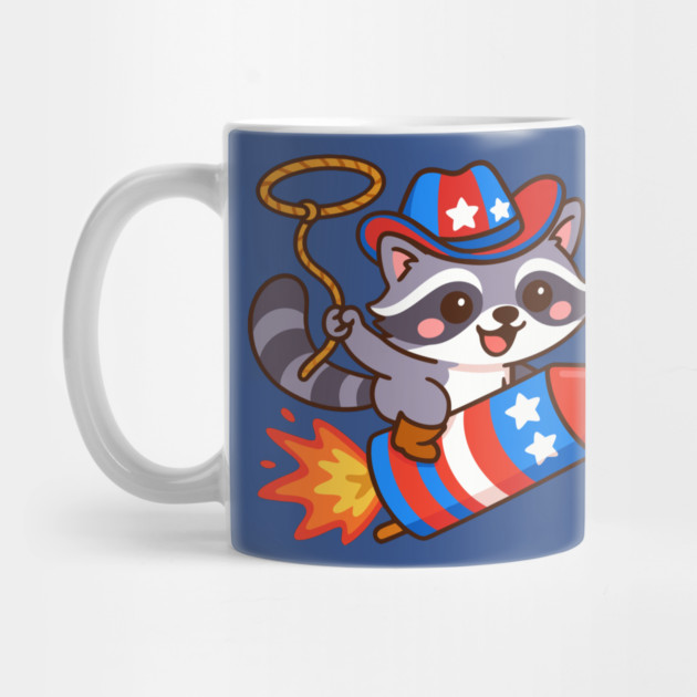 Patriotic Cowboy Raccoon – 4th of July Rocket Rider by DonWillisJrArt