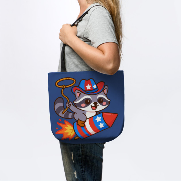 Patriotic Cowboy Raccoon – 4th of July Rocket Rider by DonWillisJrArt
