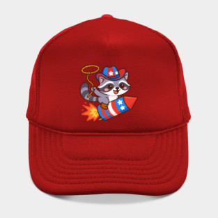 Patriotic Cowboy Raccoon – 4th of July Rocket Rider Hat
