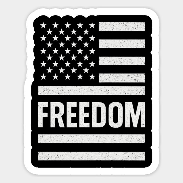 Freedom-American-Flag-Vintage-Distressed-USA-Stars-Stripes-Patriotic-Independence-Day-4th-July Sticker by ArtistTee ⭐⭐⭐⭐⭐