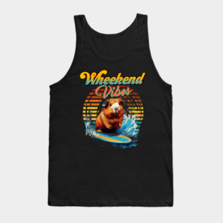 Wheekend Vibes Pun Surfing Guinea Pig Tank Top