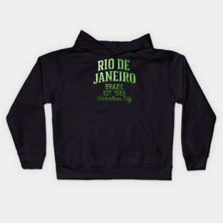 Rio de Janeiro Brazil Est. 1565 Marvelous City Chrome Effect Typography Kids Hoodie