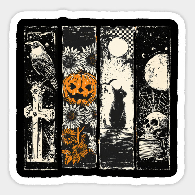 Black and White Vintage Halloween Retro Gothic Spooky Art Magnet by JessArty
