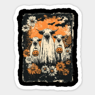 Spooky Halloween Cows with Pumpkins Magnet