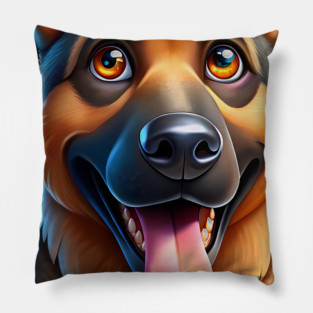 Happy German Shepherd Dog Illustration Pillow