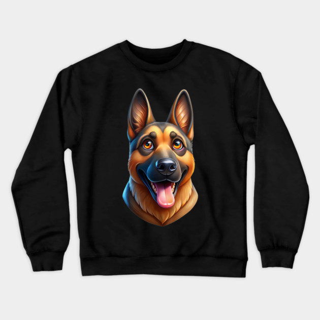Happy German Shepherd Dog Illustration Crewneck Sweatshirt by IamActiveDog