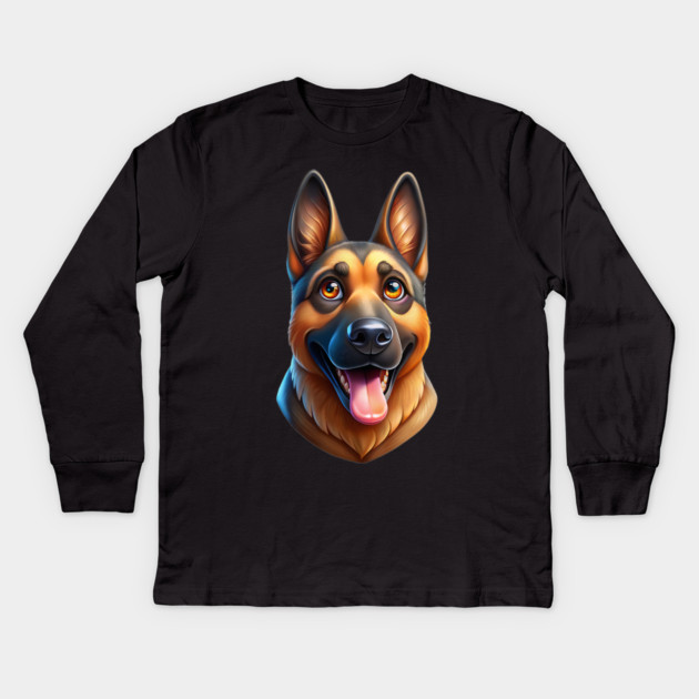 Happy German Shepherd Dog Illustration Kids Long Sleeve T-Shirt by IamActiveDog