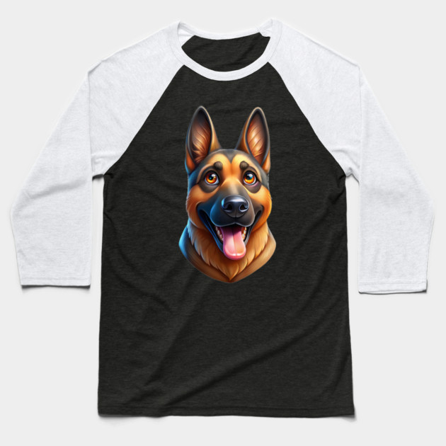 Happy German Shepherd Dog Illustration Baseball T-Shirt by IamActiveDog