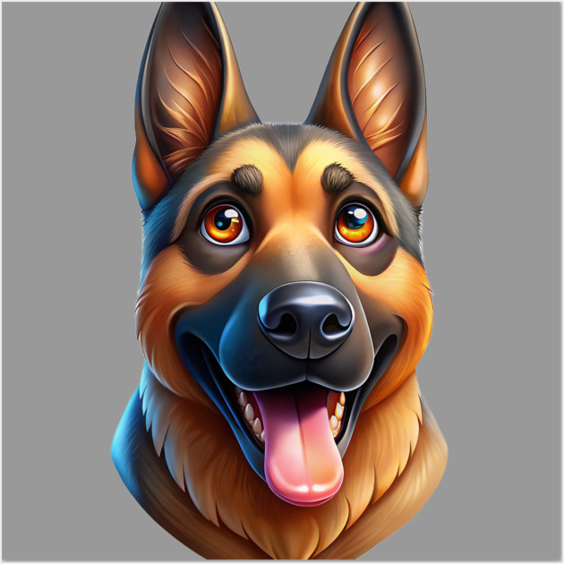 Happy German Shepherd Dog Illustration Wall Art by IamActiveDog