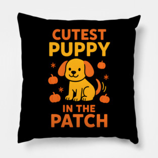 Cutest Puppy in the Patch Funny Halloween Dog Lover Graphic Pillow