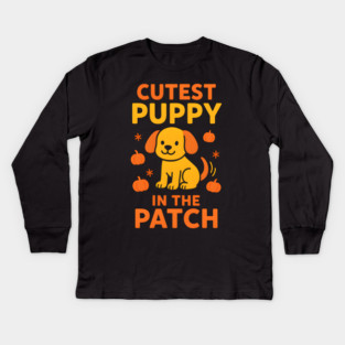 Cutest Puppy in the Patch Funny Halloween Dog Lover Graphic Kids Long Sleeve T-Shirt