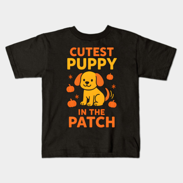 Cutest Puppy in the Patch Funny Halloween Dog Lover Graphic Kids T-Shirt by MakerMind8.2