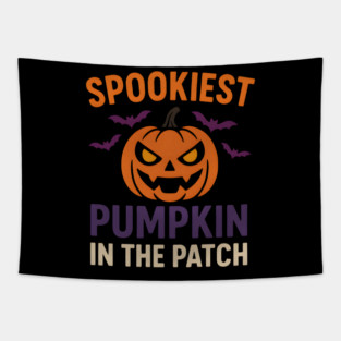 Spookiest Pumpkin in the Patch Funny Halloween Quote Graphic Tapestry