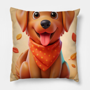 Red Golden Retriever Lover Gift - Cute Puppy Design Pillow
