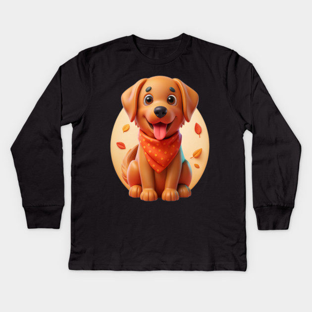Red Golden Retriever Lover Gift - Cute Puppy Design Kids Long Sleeve T-Shirt by IamActiveDog