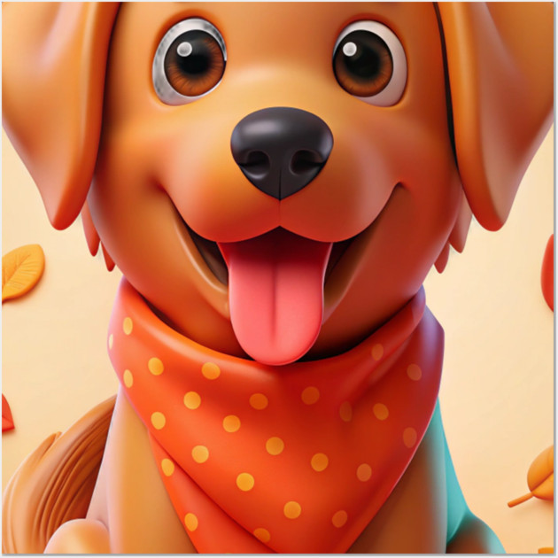 Red Golden Retriever Lover Gift - Cute Puppy Design Wall Art by IamActiveDog