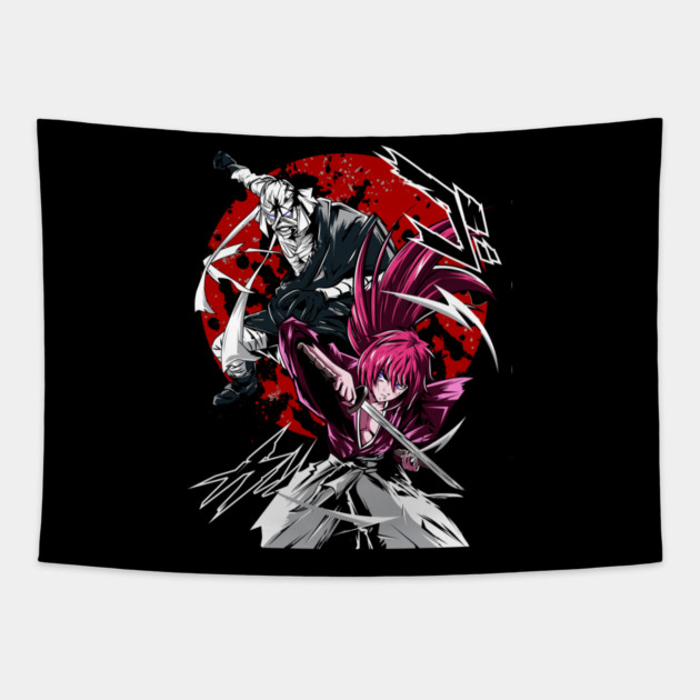 Kenshin Himura vs Shishio - Rurouni Kenshin Cool Art Tapestry by Otaku Vibes