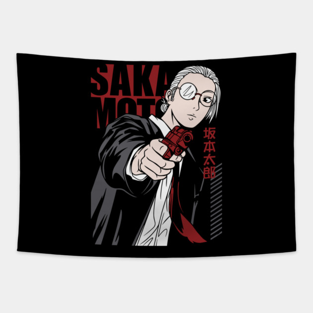 Sakamoto Days - Sakamoto Cool Gun Pose Tapestry by Otaku Vibes