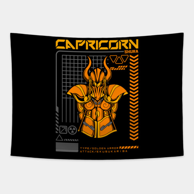 Capricorn Shura Saint Seiya Futuristic Armor Tapestry by Otaku Vibes