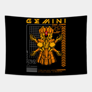 Gemini Saga Kanon Saint Seiya Futuristic Armor Tapestry