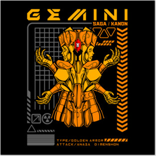 Gemini Saga Kanon Saint Seiya Futuristic Armor Posters and Art