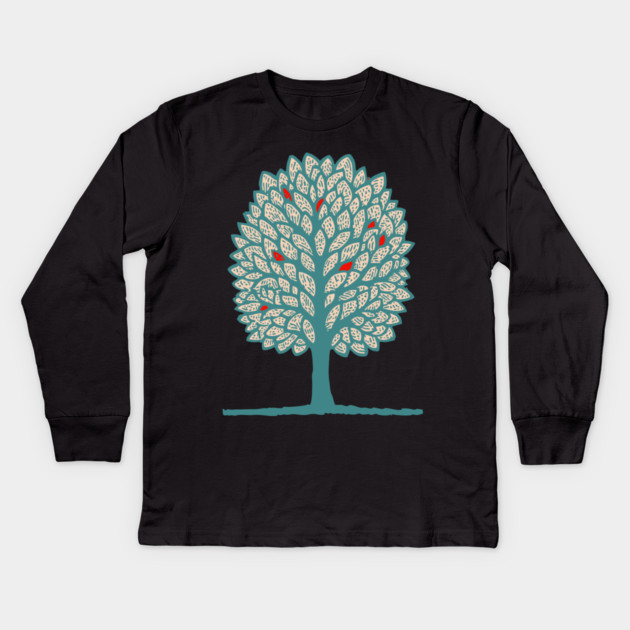 Psychedelic Folk Autumn Tree Kids Long Sleeve T-Shirt by TuncGK
