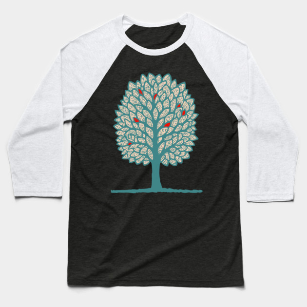 Psychedelic Folk Autumn Tree Baseball T-Shirt by TuncGK