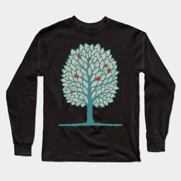 Psychedelic Folk Autumn Tree Long Sleeve T-Shirt by TuncGK