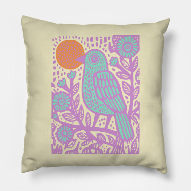 Psychedelic Tribal Bird Pillow by TuncGK