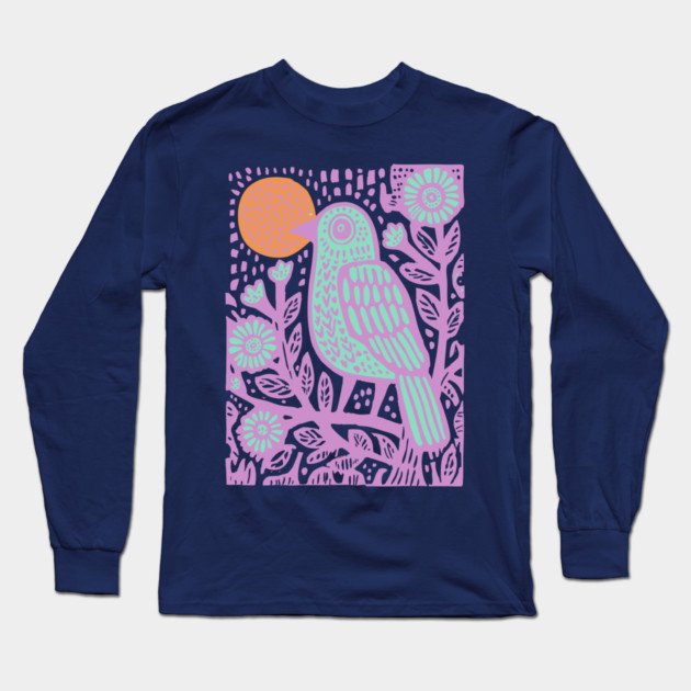 Psychedelic Tribal Bird Long Sleeve T-Shirt by TuncGK