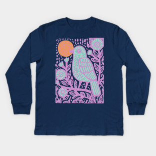 Psychedelic Tribal Bird Kids Long Sleeve T-Shirt