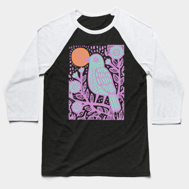 Psychedelic Tribal Bird Baseball T-Shirt by TuncGK