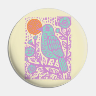 Psychedelic Tribal Bird Pin
